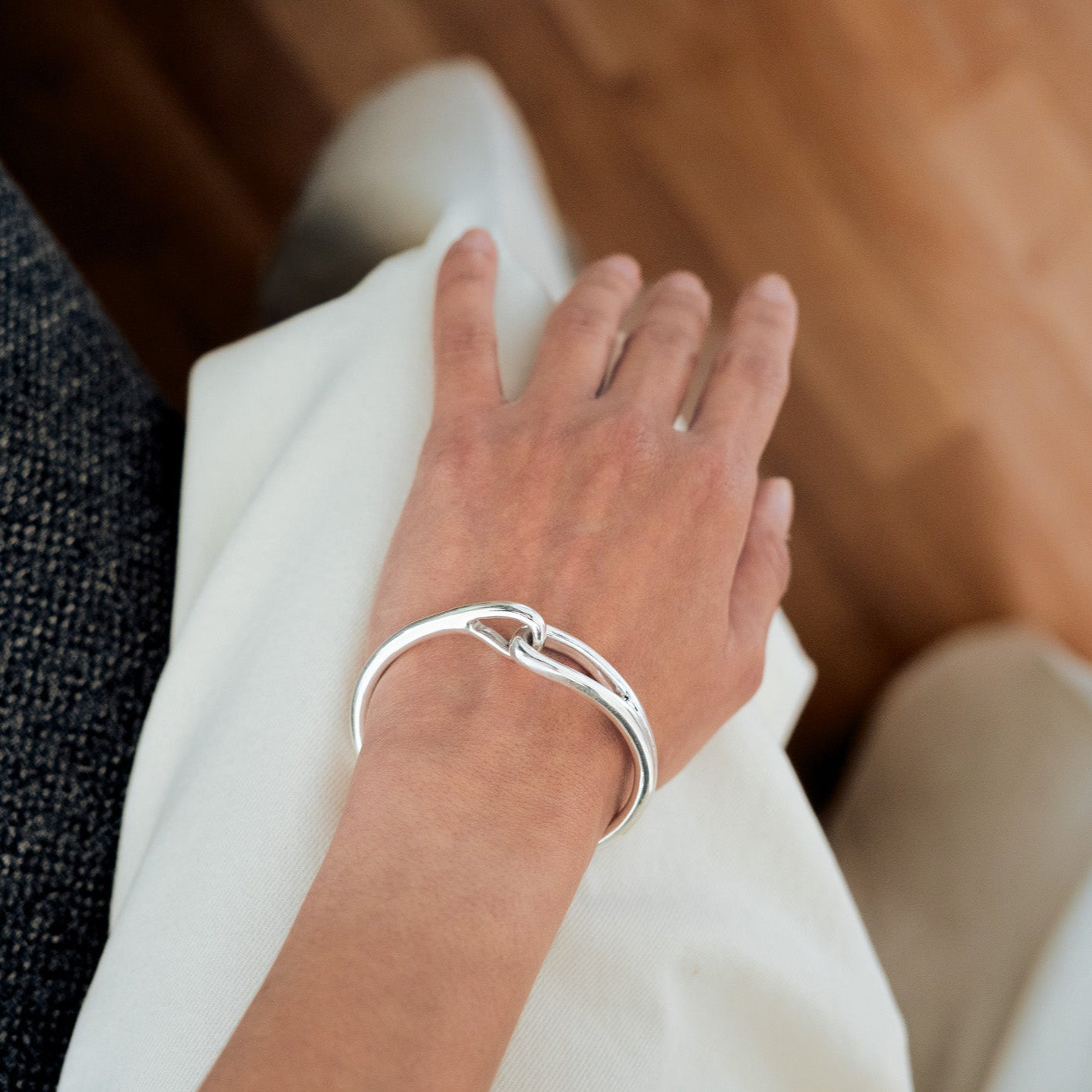 Zilveren gevlochten armband